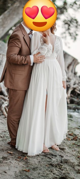 Suknia ślubna boho rustykalna off white