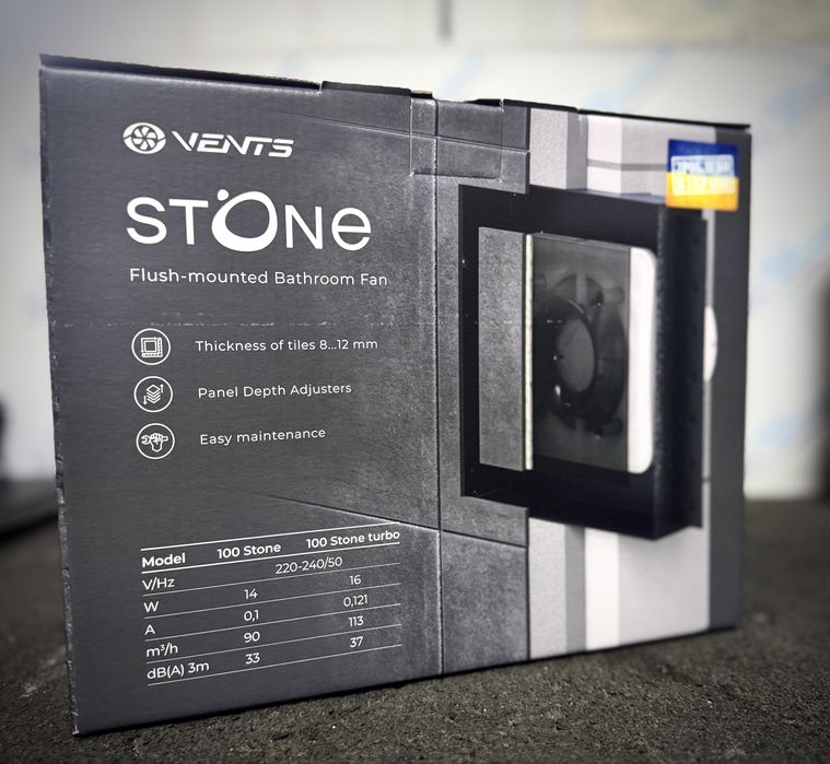 Вентилятор скрытого монтажа Вентс Стоун 100/ под плитку/ заводская