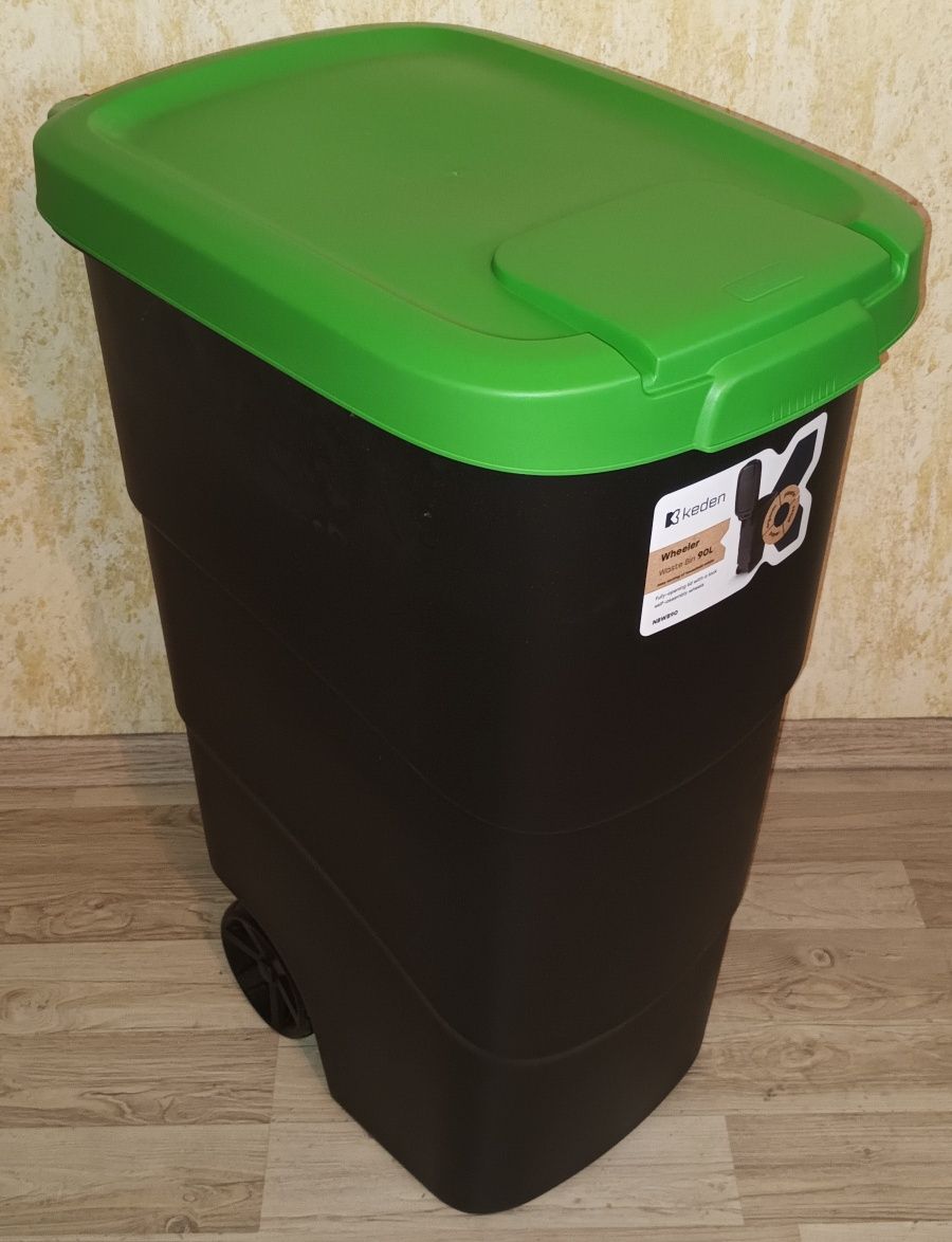 Kosz na smieci odpady 90L 90 litrow plastik szklo papier bio czarny