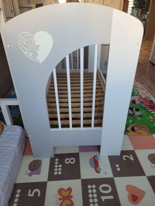 Łóżeczko Dziecięce Drewniane 120x60 Białe Popiel NEL SERCE KLUPŚ