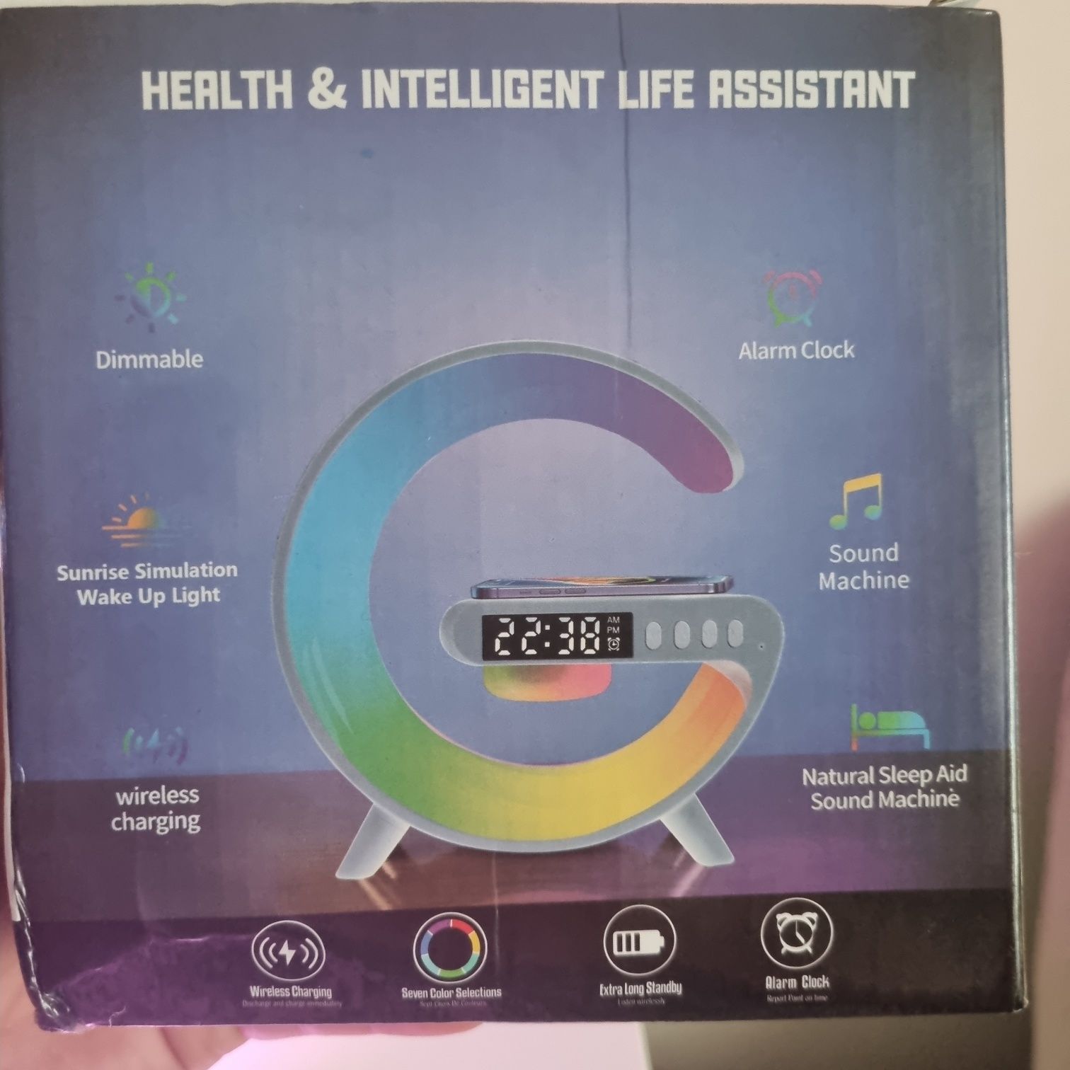 Lampa zegar bluetooth kolory lampka muzyka