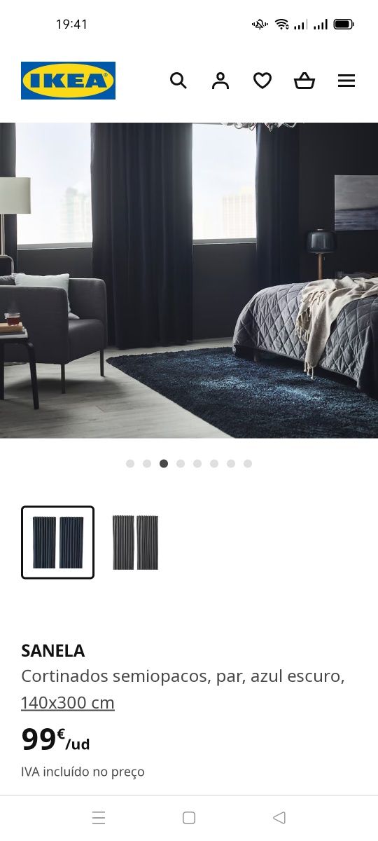Cortinados SANELA azul escuro, IKEA. NOVO