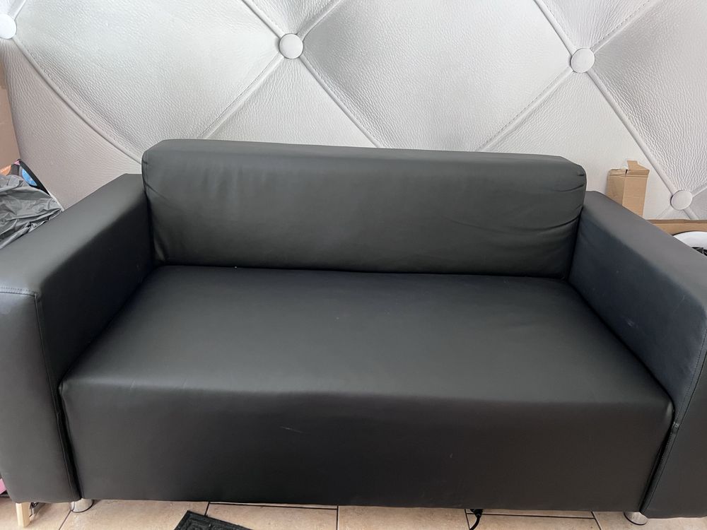 Czarna sofa eko skóra