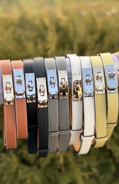 Жіночий шкіряний ремінь з лого ремінець тонкий kelly Hermes