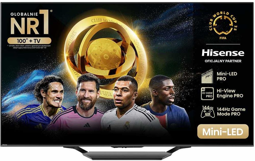 Nowy Hisense MiniLED 65 cali 144Hz 4K hdr Smart DVB-T2 65U7NQ gw24m