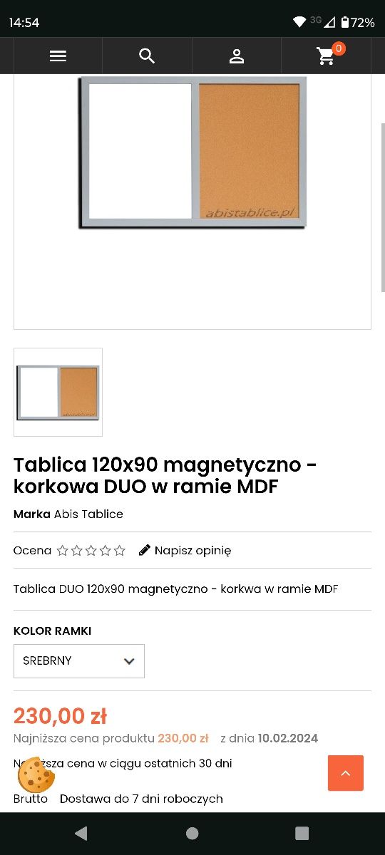 Tablica magnetyczno korkowa 120/90