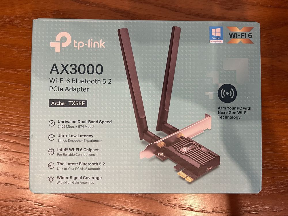 Wi-Fi адаптер TP-LINK Archer TX55E 2.4/5ГГц, стандарт wi-fi 6