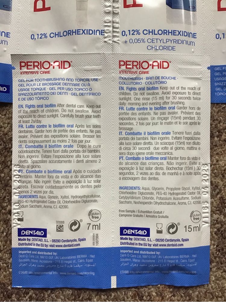 Perio Aid гель паста и ополаскиватель, набор, мини формат