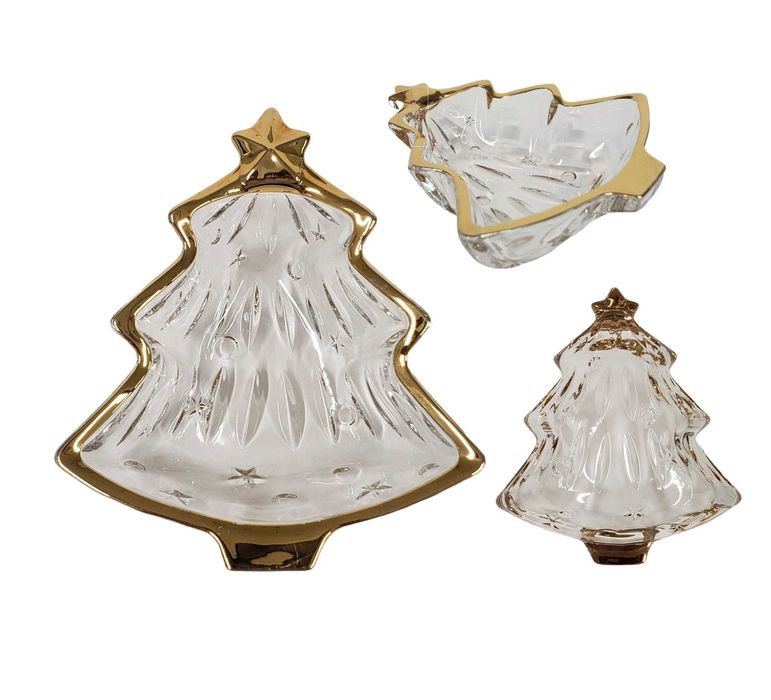 Цукерниця скляна у формі ялинки облямівкою Вишукана скляна цукерниця