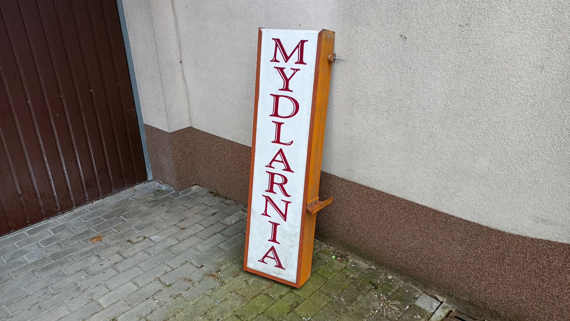 Stary Szyld Reklama podświetlana Mydlarnia Duży neon baner PRL