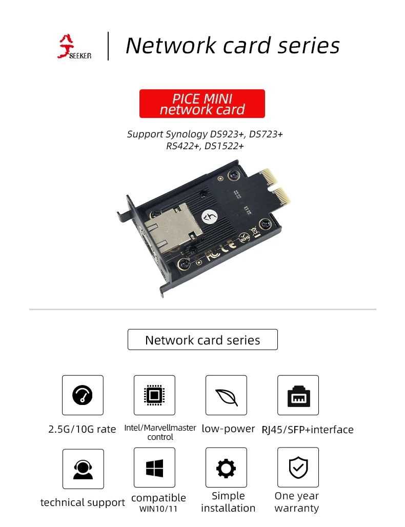 Мини-сетевая карта для Synology NAS 10GbE PCIE Mini Network Card 10GbE