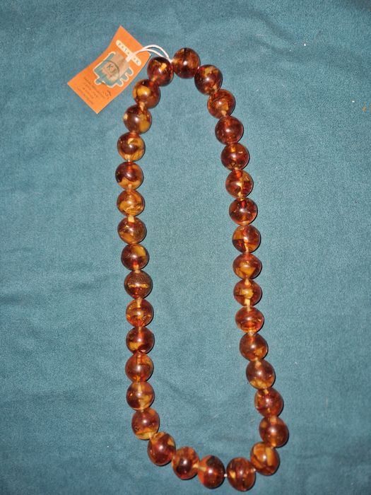 Naszyjnik bursztyn kule Foto-Pam Sopot NOWY !!!