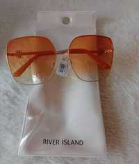 River Island/ Ekskluzywne, duże okulary przeciwsłoneczne, muchy/ NOWE