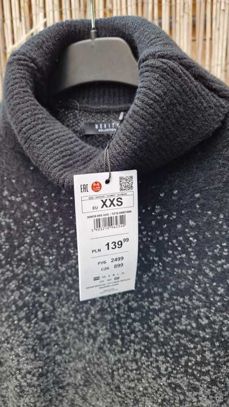 MOHITO sweter sweterek golf czarny szary ombre Nowy XXS/ XS