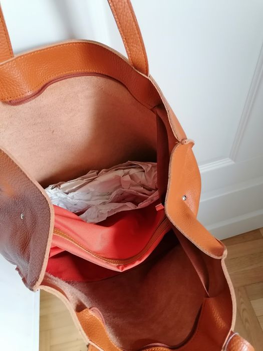 Torba szoperka pomarańczowa skórzana Wojewodzic