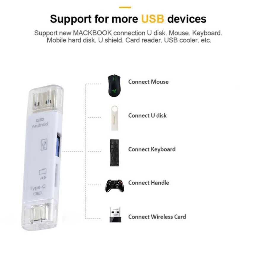 Устройство чтения карт памяти  USB 2,0 Type C/Usb/Micro Usb/Tf/SD