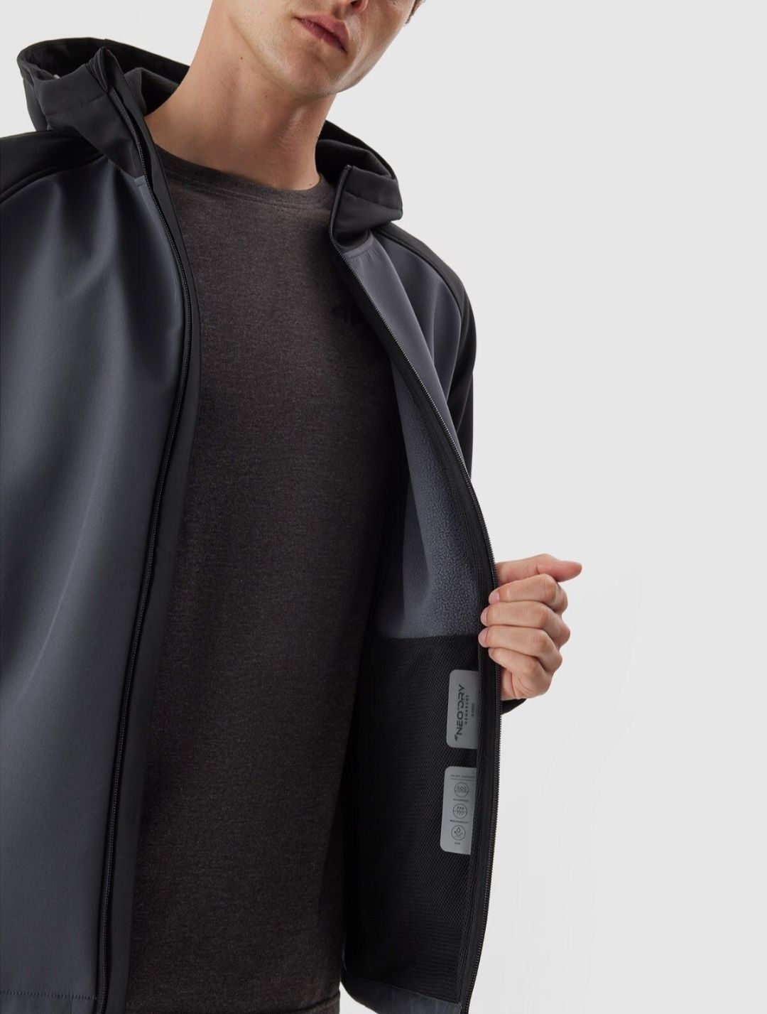 Kurtka męska softshell rozsuwana z kapturem 4F r. XL membrana 5000
