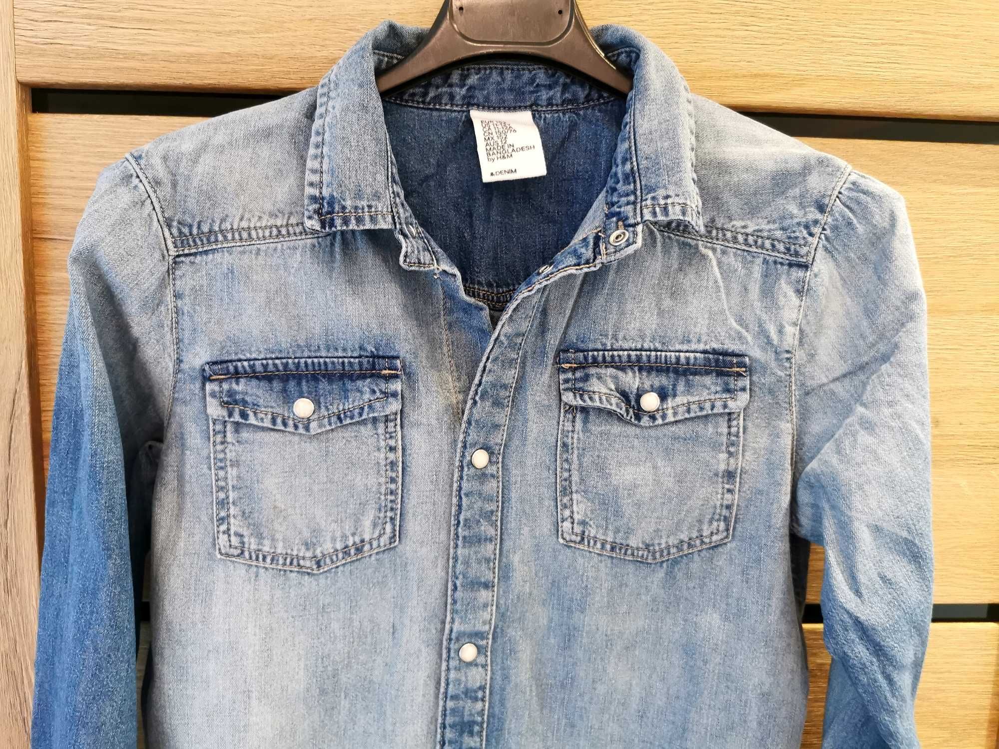 koszula jeans dżins dziewczęca denim H&M 152
