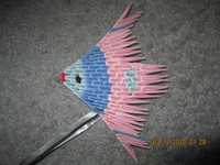 rybka różowo- niebieska z origami bombka