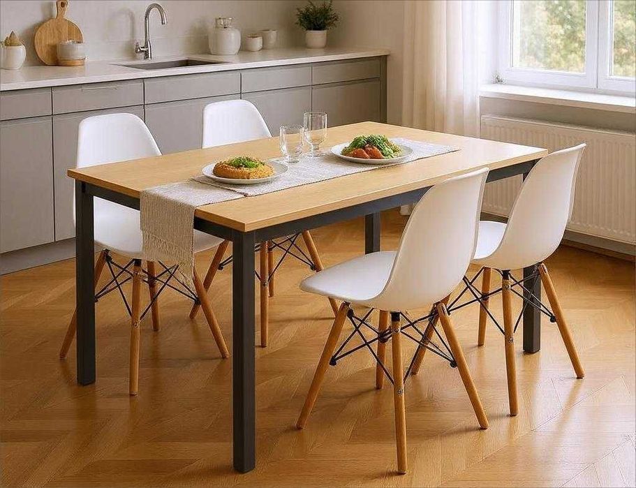 NOWY Stół z Krzesłami Drewniany do Kuchni Salonu Jadalni Stolik Loft