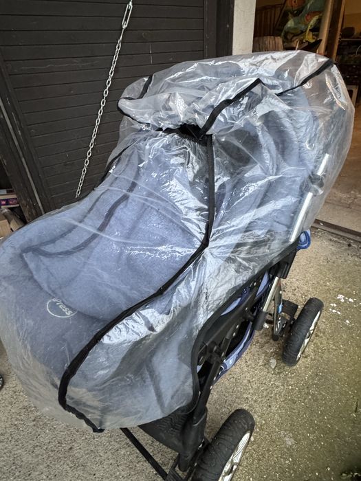 Wózek 3w1 niebieski BabyMerc