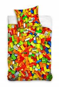 Pościel 160x200 Klocki Lego kolorowa z jedną poszewką 70x80
