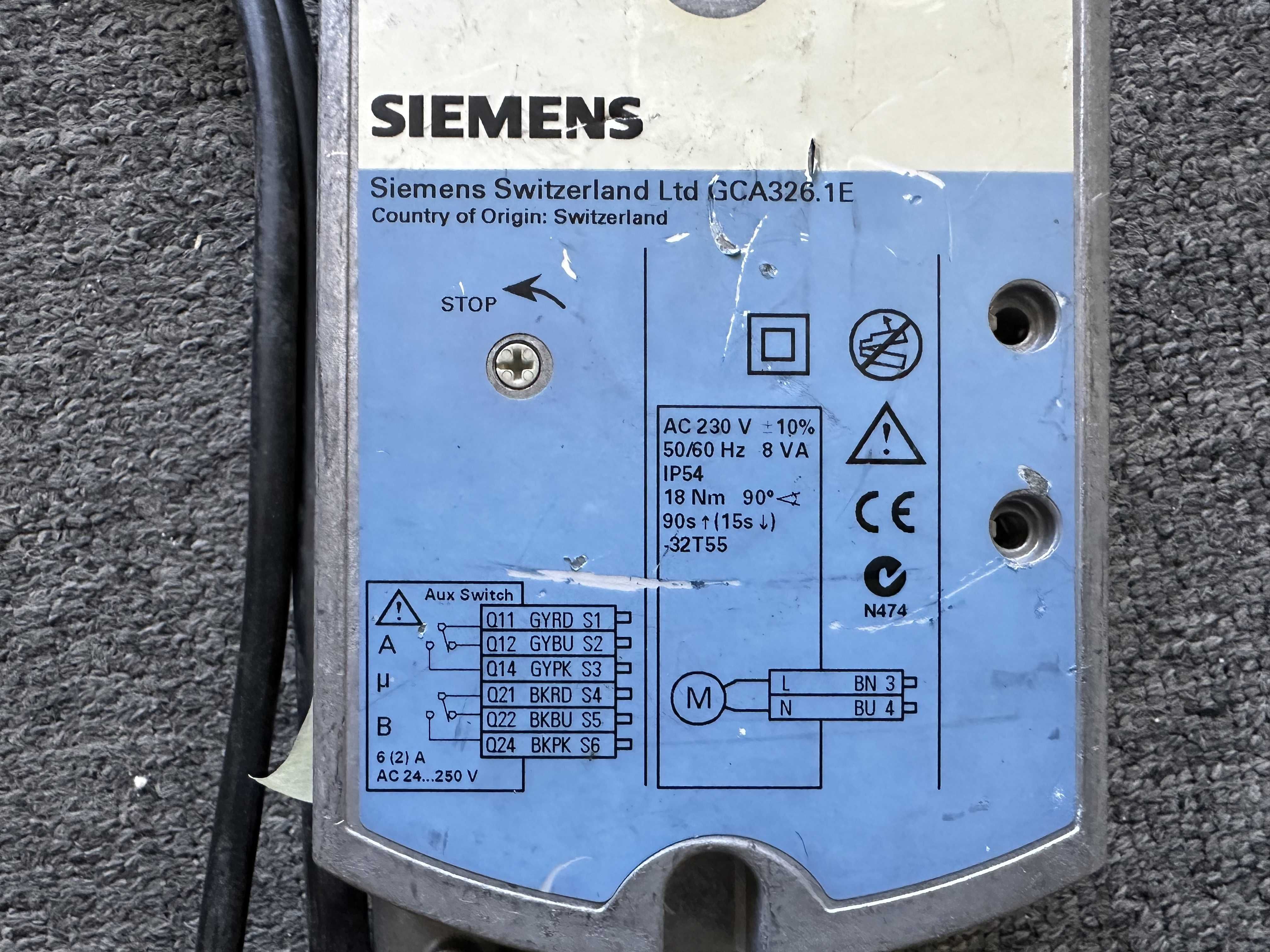 Siłownik obrotowy ze sprężyną GCA326.1E Siemens