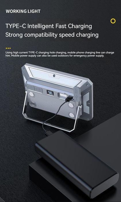 Прожектор на акумуляторі алюмінієвий аварійний фонарик автономний