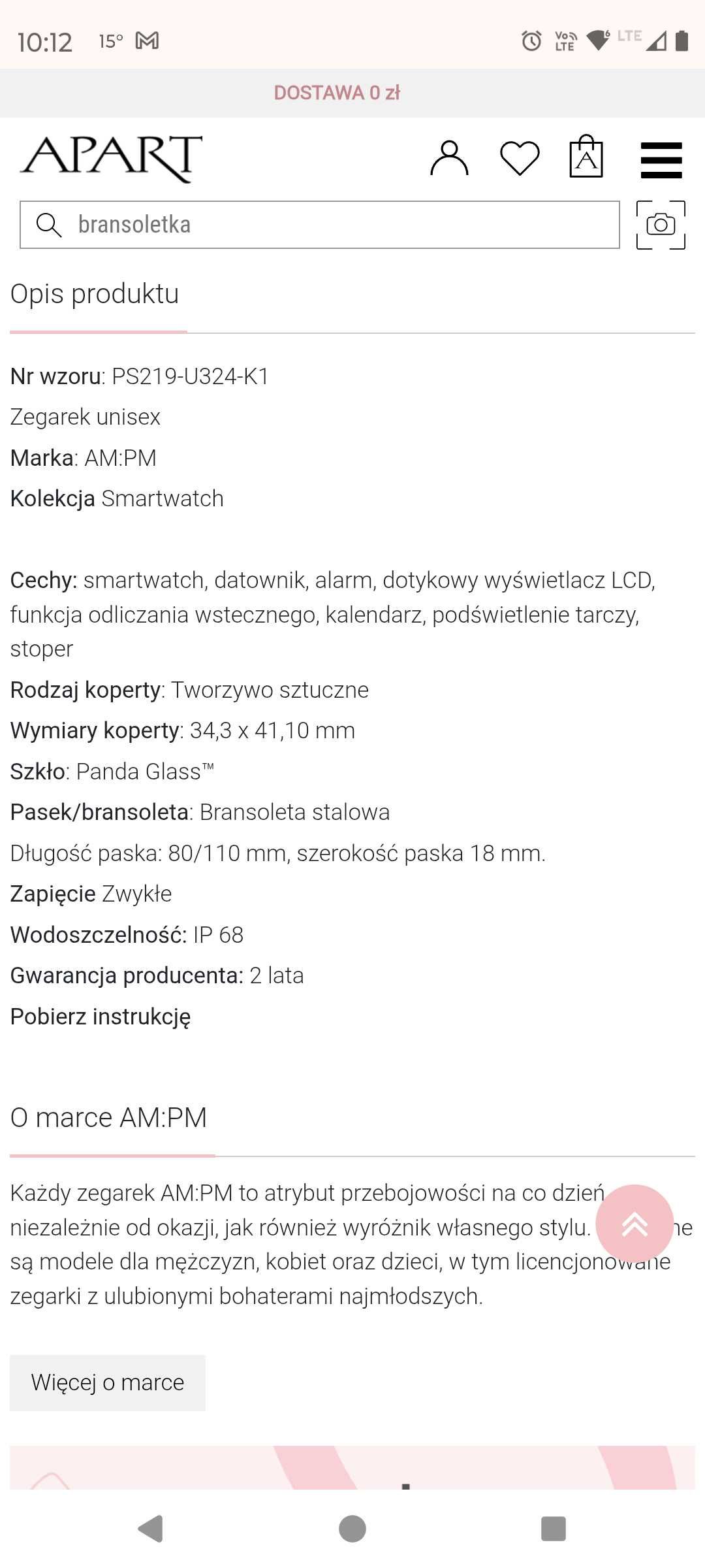 Smartwatch am: pm PS217-UK773-K1