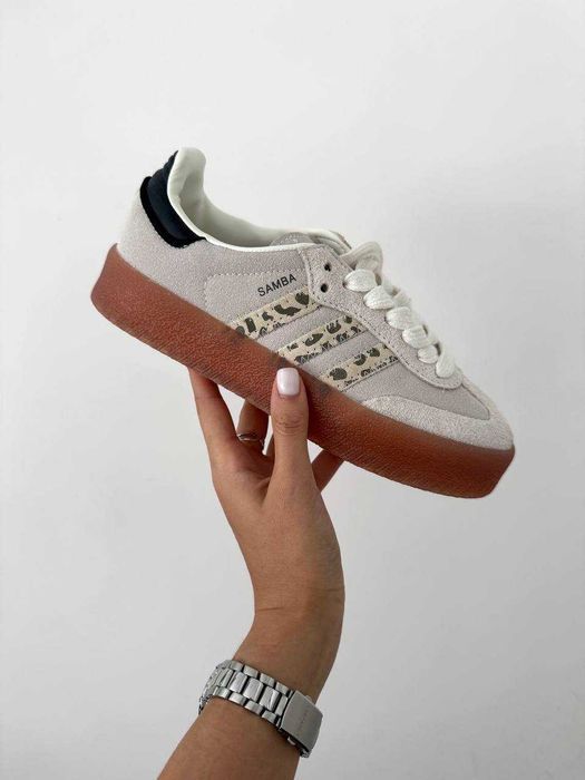 Кросівки Adidas Samba Platform Leopard Grey premium