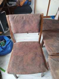 Krzesła drewniane,tapicerowane z czasów PRL