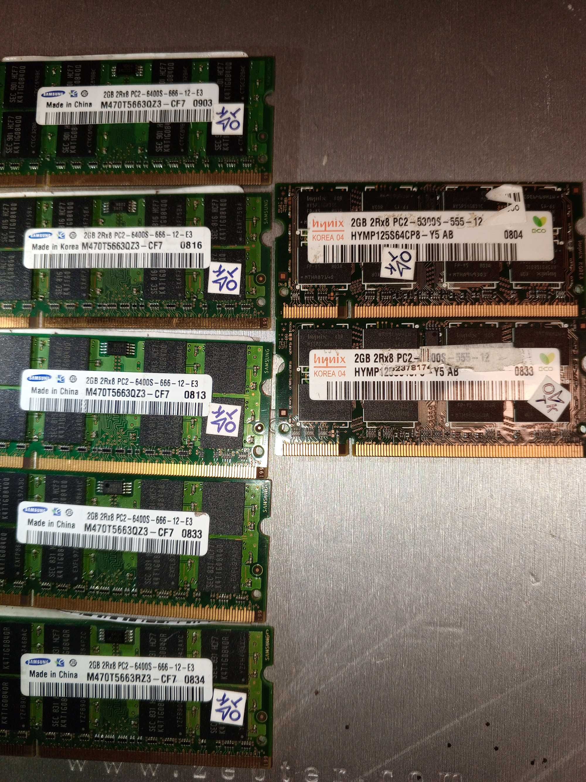 Оперативна пам'ять ноутбука SODIMM DDR2 2GB парна.