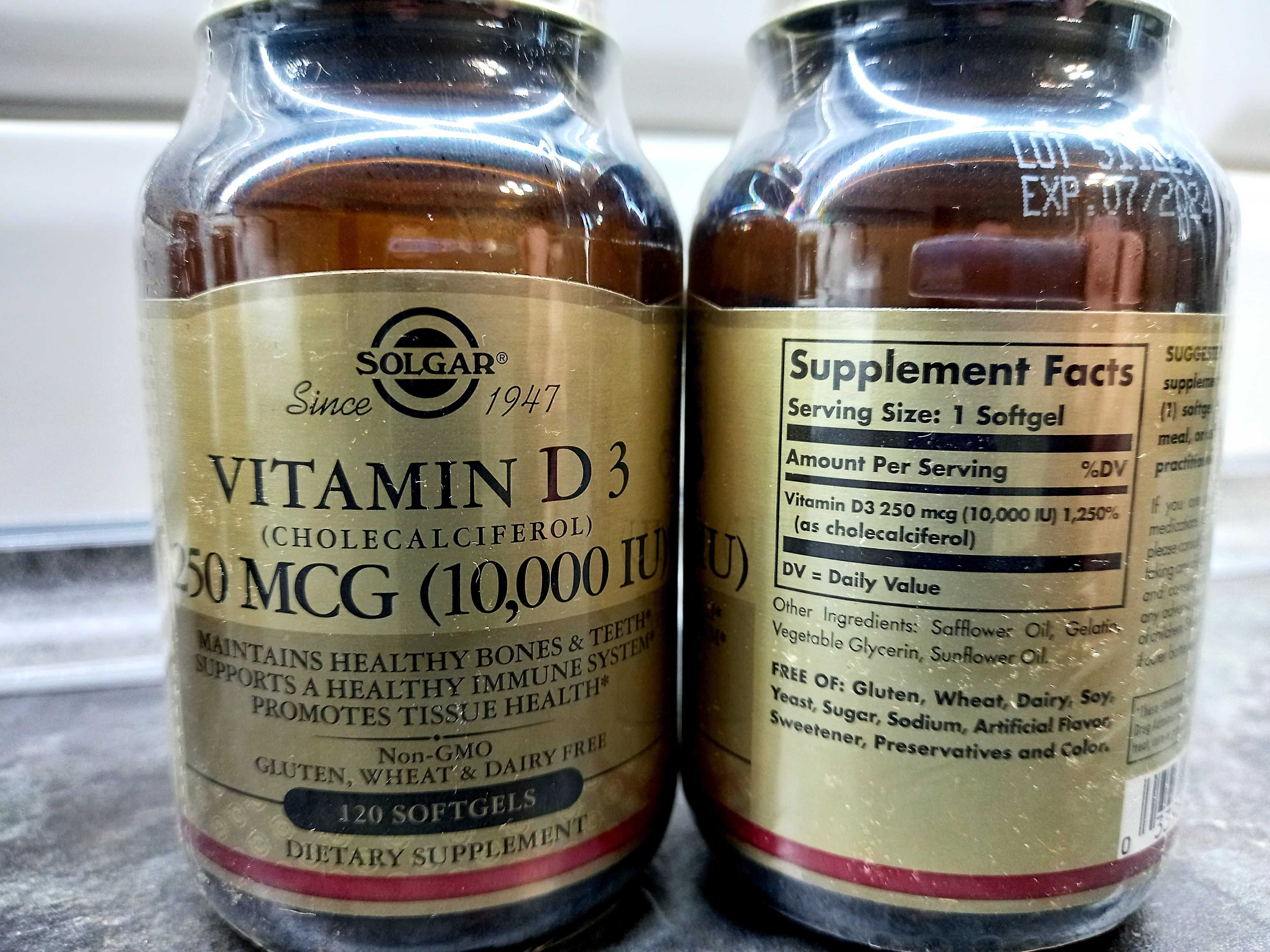 Solgar, Vitamin D3 10000 МЕ (120 капс.), витамин D3, вітамін D3