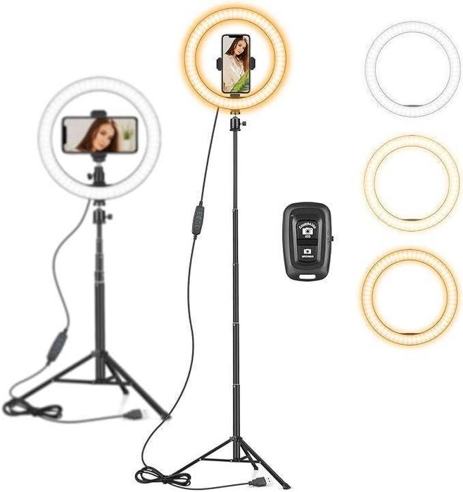Кільцева лампа з регульованою яскравістю Aixpi 10"LED Ring Light L218