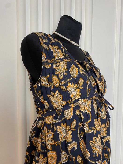 Nowa sukienka mini granatowa w kwiaty 36 S Mango oversize 100% bawełna