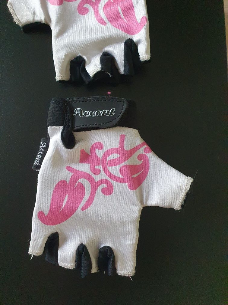 Rękawiczki sportowe rowerowe ACCENT r. XS biało różowe damskie