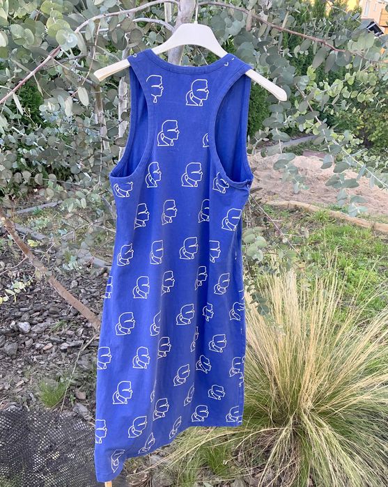 Karl Lagerfeld niebieska bawełniana sukienka basic nadruk