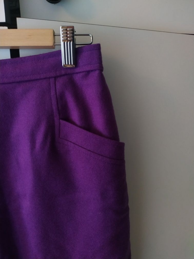Nowa fioletowa spódnica z kieszeniami z wełną Windsmoor L