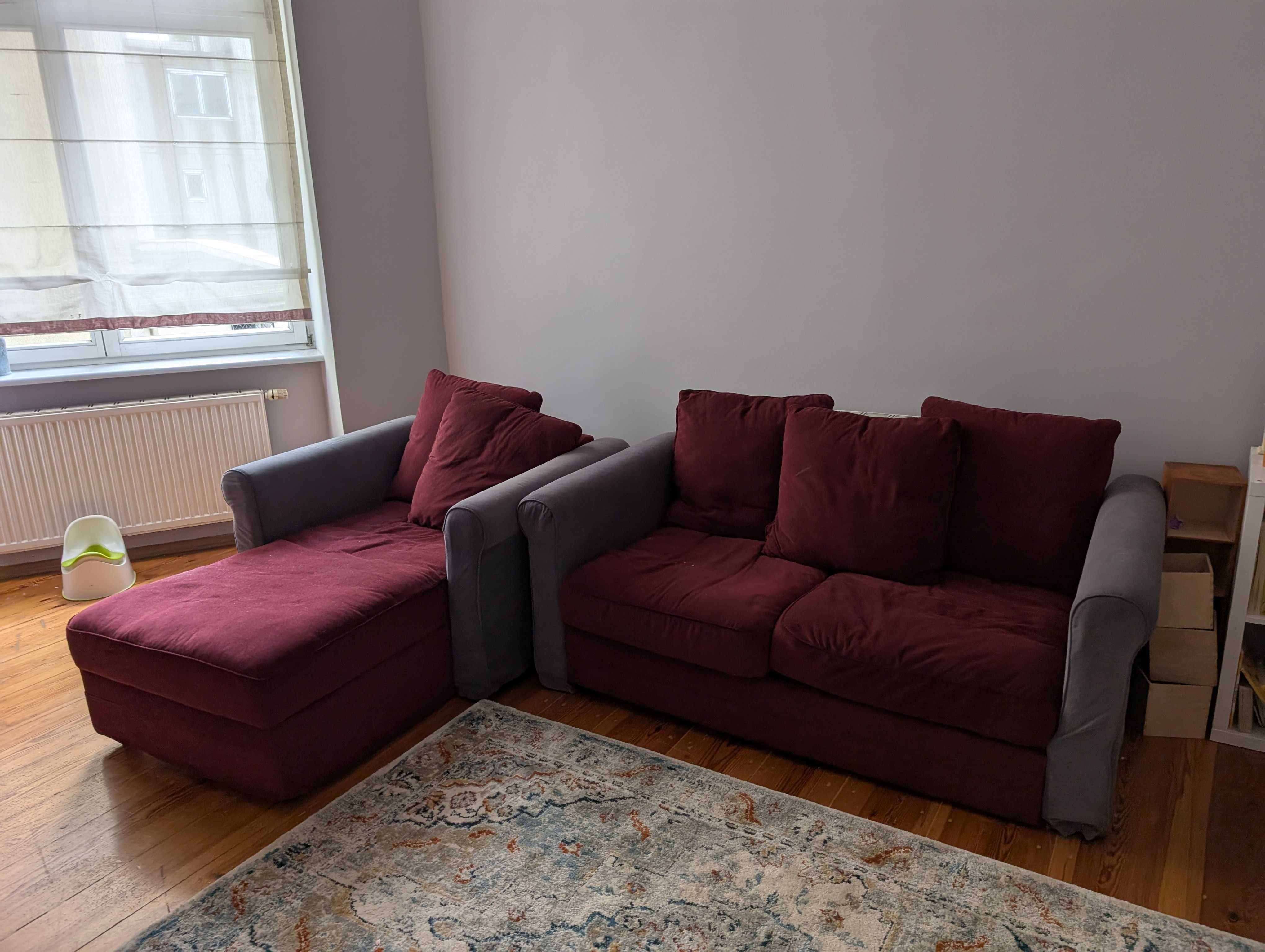 Sofa trzyosobowa i szezlong Ikea Gronlid