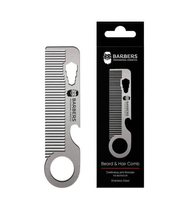 Металлическая расческа для бороды и волос Barbers Metal Comb