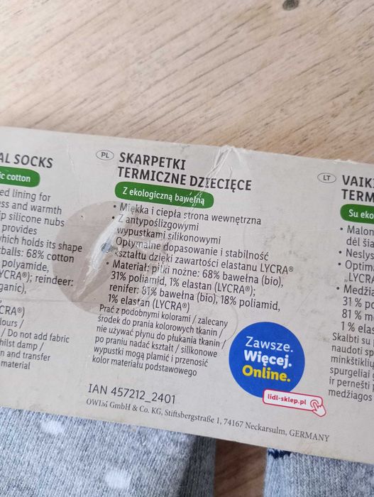 Dziecięce świąteczne skarpetki termiczne rozmiar 23\26