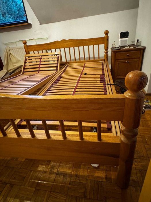 łóżko małżeńskie drewniane 160x200cm + luksusowe regulowane stelaże