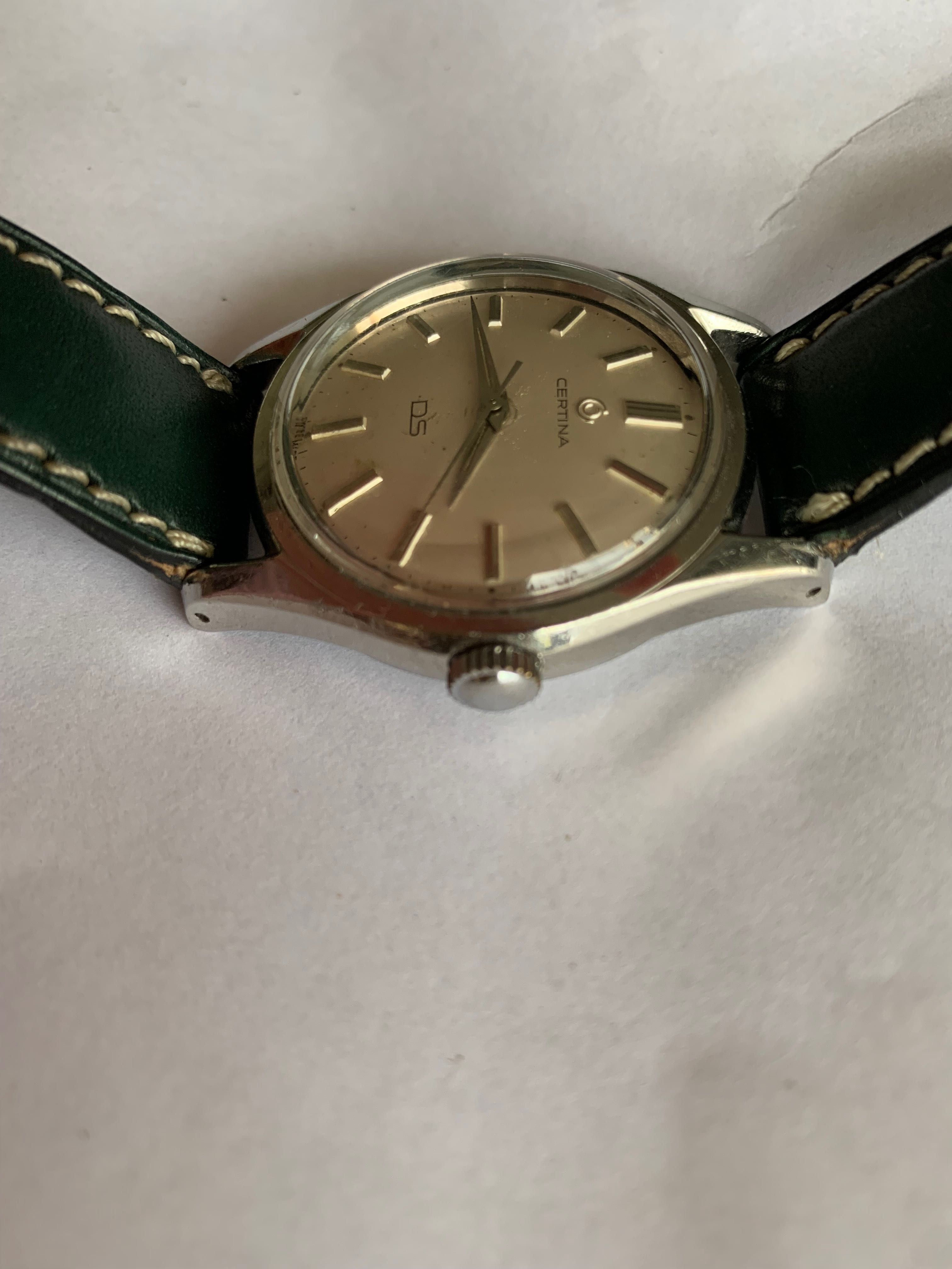 Certina DS lata 60, koperta stalowa 36 mm, żółw na dekielku