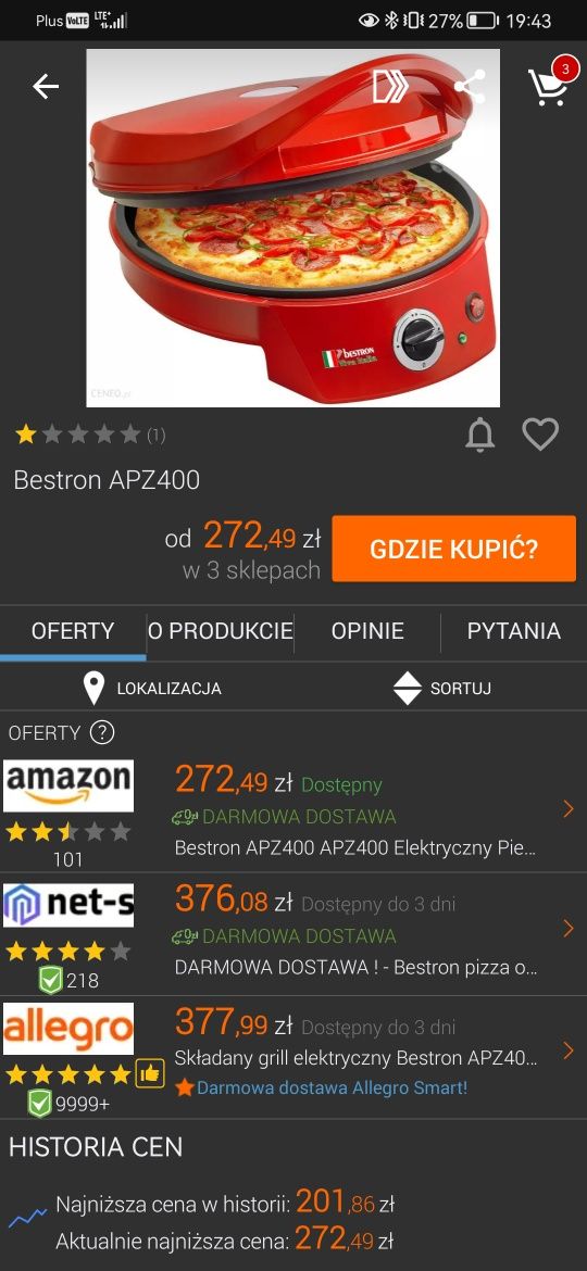 Elektryczny piec do pizzy  super sprawa wloska robota Bestron APZ400