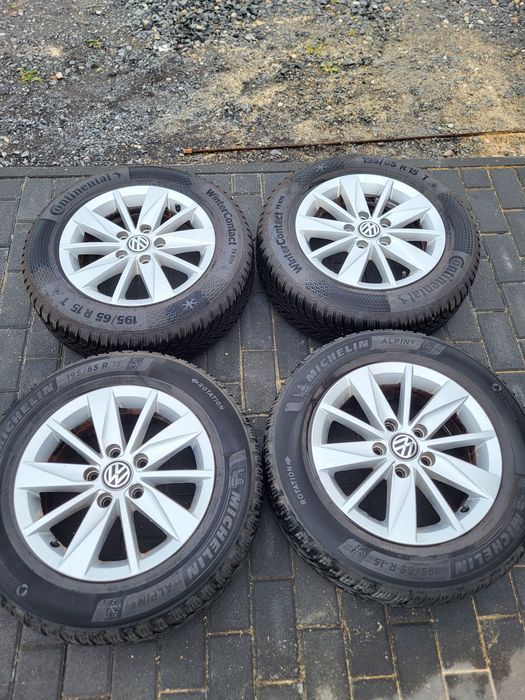 Alufelgi 5x112 15' VW Audi Skoda opony zimowe  195/65/15 8mn