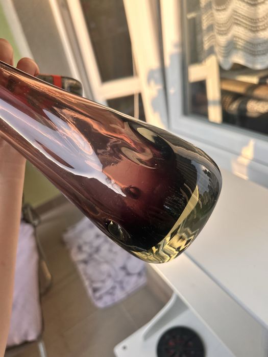 Fioletowy wazon szklany sękacz vinatge PRL