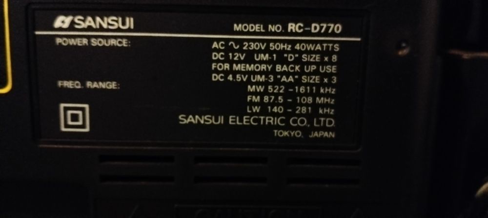 Rádio gravador (boombox) da marca Sansui