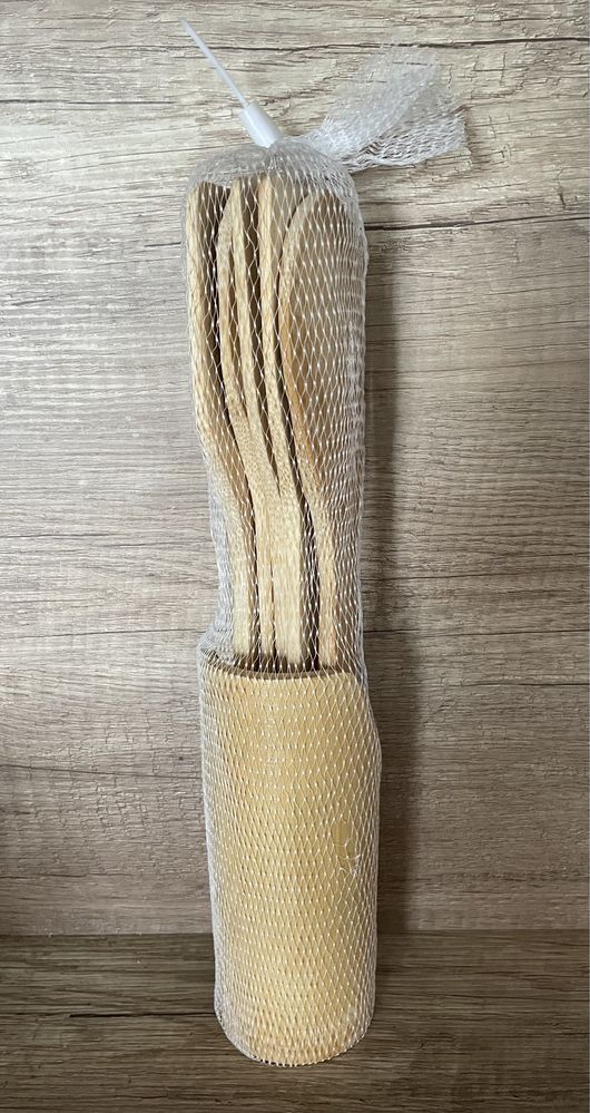 przybory kuchenne bambusowe w pojemniku łyżki_5 el