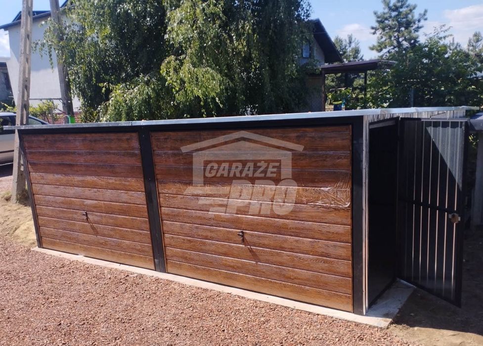 Garaż blaszany 6x6 2x Brama + drzwi 2x okno pod ocieplenie GP205