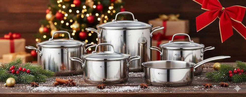 PROFESJONALNY Komplet Garnków KASSEL 10el. MAX Pojemność 5.4L